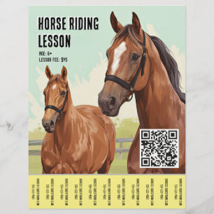 Prospectus 21,6 Cm X 24,94 Cm Leçon Minimale D'Équitation À Cheval Avec Code QR