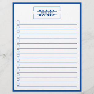 Prospectus 21,6 Cm X 24,94 Cm Liste de choses à faire pour Papa Moderne Monogram