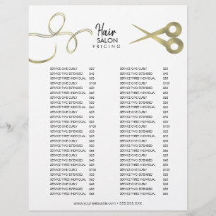 Prospectus 21,6 Cm X 24,94 Cm Liste de prix de salon de coiffure minimaliste noi