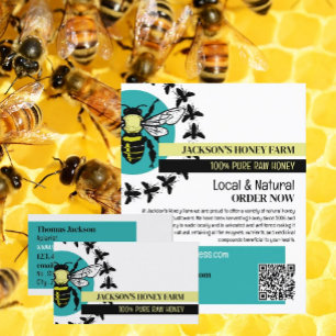 Prospectus 21,6 Cm X 24,94 Cm Logo d'abeilles - Beeyard, Honey Farm Publicité