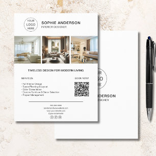 Prospectus 21,6 Cm X 24,94 Cm Logo de designer d'intérieur Photo QR Blanc Entrep