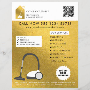 Prospectus 21,6 Cm X 24,94 Cm Logo de service de nettoyage moderne avec code QR