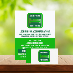 Prospectus 21,6 Cm X 24,94 Cm Logo du lit vert, Logement de l'auberge Publicité