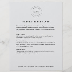 Prospectus 21,6 Cm X 24,94 Cm Logo personnalisable en gris texte coordonnées ent