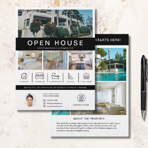 Prospectus 21,6 Cm X 24,94 Cm Logo personnalisé Open House Real Estate Realtor