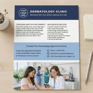 Prospectus 21,6 Cm X 24,94 Cm Logo personnalisé QR Clinique de dermatologie Derm