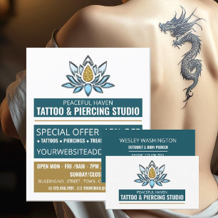 Prospectus 21,6 Cm X 24,94 Cm Lotus Tattoo, Tattoo & Body Piercing Studio Advert
