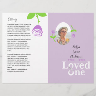 Prospectus 21,6 Cm X 24,94 Cm Loved One Lavender Rose Memorial Service Program