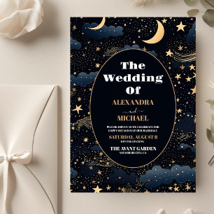 Prospectus 21,6 Cm X 24,94 Cm Mariage Budget Céleste Bleu Minuit Étoiles Lune