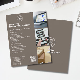 Prospectus 21,6 Cm X 24,94 Cm Marketing Créatif de Logo Moderne Entreprise Taupe