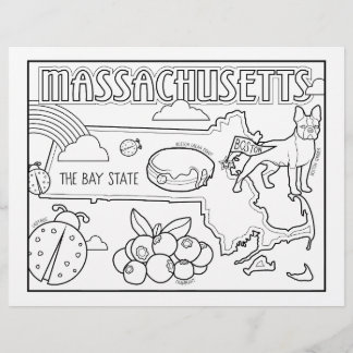Prospectus 21,6 Cm X 24,94 Cm massachusetts état forme et faits coloriage page