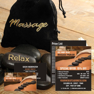 Prospectus 21,6 Cm X 24,94 Cm Massage en pierre chaude, Massage Thérapie Parlant