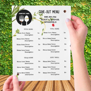 Prospectus 21,6 Cm X 24,94 Cm Menu de Take Out du Restaurant Thématique Spices a