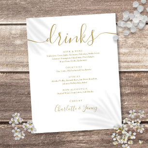 Prospectus 21,6 Cm X 24,94 Cm Menu des boissons Mariage Gold Modern Script