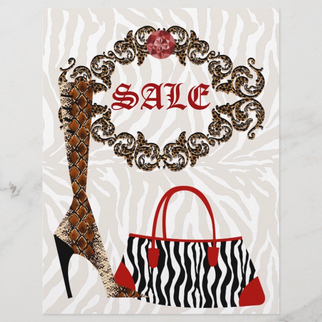 Prospectus 21,6 Cm X 24,94 Cm Mode Circulaire Leather Boot Zebra Handbag (Devant)