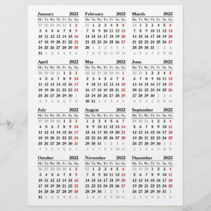 Prospectus 21,6 Cm X 24,94 Cm modèle calendrier 2022