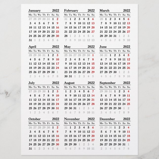 Prospectus 21,6 Cm X 24,94 Cm modèle calendrier 2022 (Devant)