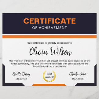 Prospectus 21,6 Cm X 24,94 Cm Modèle de certificat