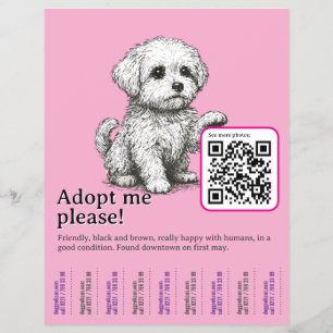 Prospectus 21,6 Cm X 24,94 Cm Modèle de flyer à détacher pour l'adoption de chie