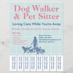 Prospectus 21,6 Cm X 24,94 Cm Modèle de Flyer pour Promeneur de Chiens Flyer P