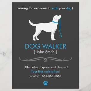Prospectus 21,6 Cm X 24,94 Cm Modèle de prospectus d'affaires de Dog Walker Walk