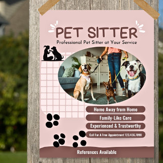 Prospectus 21,6 Cm X 24,94 Cm Modern Ajouter Votre Photo Pet Sitter Flyer