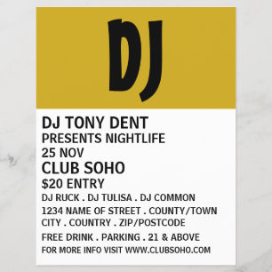 Prospectus 21,6 Cm X 24,94 Cm Modern Bold, DJ, Club Event Publicité Circulaire
