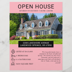 Prospectus 21,6 Cm X 24,94 Cm Moderne minimaliste immobilier Open House Flyer