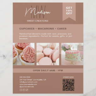 Prospectus 21,6 Cm X 24,94 Cm Monogramme personnalisé Boulangerie Flyer