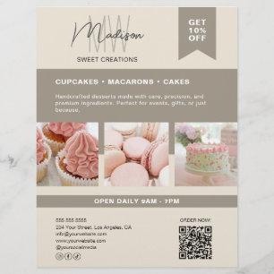 Prospectus 21,6 Cm X 24,94 Cm Monogramme personnalisé Logo Boulangerie Beige Cir