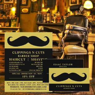 Prospectus 21,6 Cm X 24,94 Cm Moustache noire, coiffeur publicitaire pour hommes