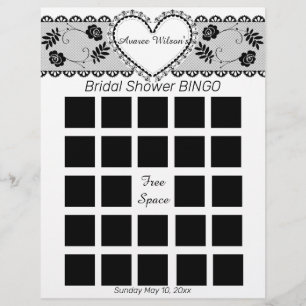 Prospectus 21,6 Cm X 24,94 Cm Noir avec Fête des mariées en dentelle blanche Bin