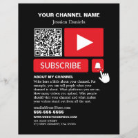Noir et rouge élégant - QR Code, Youtube - Vlogger