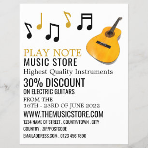 Prospectus 21,6 Cm X 24,94 Cm Notes de guitare, Boutique d'instruments de musiqu