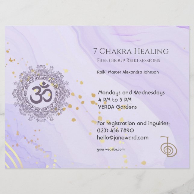 Prospectus 21,6 Cm X 24,94 Cm OM Chakra Energy Healer Reiki Purple Horizontal (Devant)
