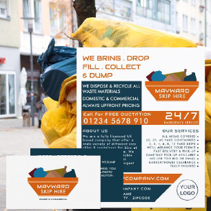 Prospectus 21,6 Cm X 24,94 Cm Orange Rubbish Skip Design, Skip/Dumster Company