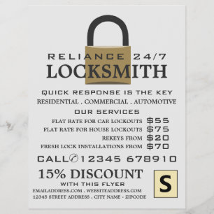 Prospectus 21,6 Cm X 24,94 Cm Padlock moderne, serrurier prospectus publicitaire