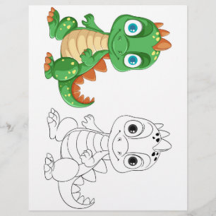 Prospectus 21,6 Cm X 24,94 Cm Page de coloriage de dragon de dessin mignon