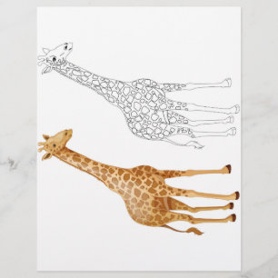 Prospectus 21,6 Cm X 24,94 Cm Page de coloriage de girafe de Cartoon mignon