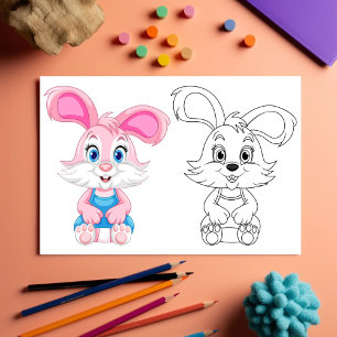 Prospectus 21,6 Cm X 24,94 Cm Page de coloriage de lapin de dessin animé mignon