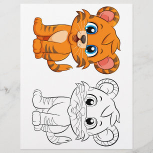 Prospectus 21,6 Cm X 24,94 Cm Page de coloriage de tigre de dessin animé mignon