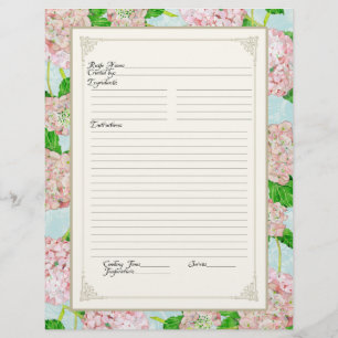 Prospectus 21,6 Cm X 24,94 Cm Page de livre de cuisine Pink Hydrangea dentelle F