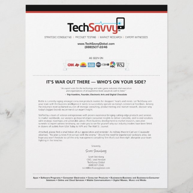 Prospectus 21,6 Cm X 24,94 Cm Page Publicité TechSavvy (Devant)
