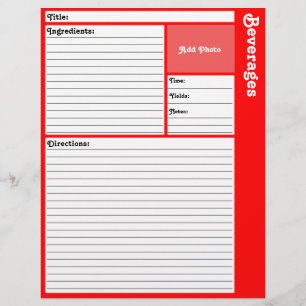 Prospectus 21,6 Cm X 24,94 Cm Pages de recette liées (rouge)