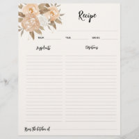 Papier Classeur Rustique Automne Floral Recette