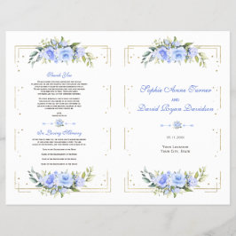 Prospectus 21,6 Cm X 24,94 Cm Parties scintillant d'or bleu Floral Programme de