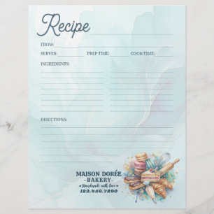 Prospectus 21,6 Cm X 24,94 Cm Pâtissier Boulangerie Page de Recette Livre de Cui
