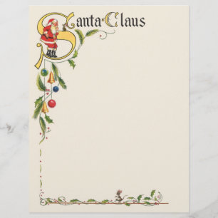Prospectus 21,6 Cm X 24,94 Cm Père Noël vintage, bordure décorative de Noël