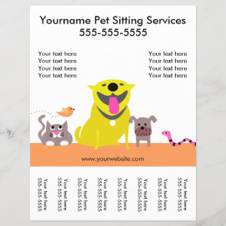 Prospectus 21,6 Cm X 24,94 Cm Pet Sitter's Flyer avec tags-chien, chat, oiseau, 
