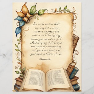 Prospectus 21,6 Cm X 24,94 Cm Philippiens 4:6-7 Bible chrétienne Verse Art